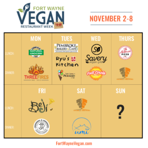 Fort Wayne Vegan Restaurant Week To Go plan